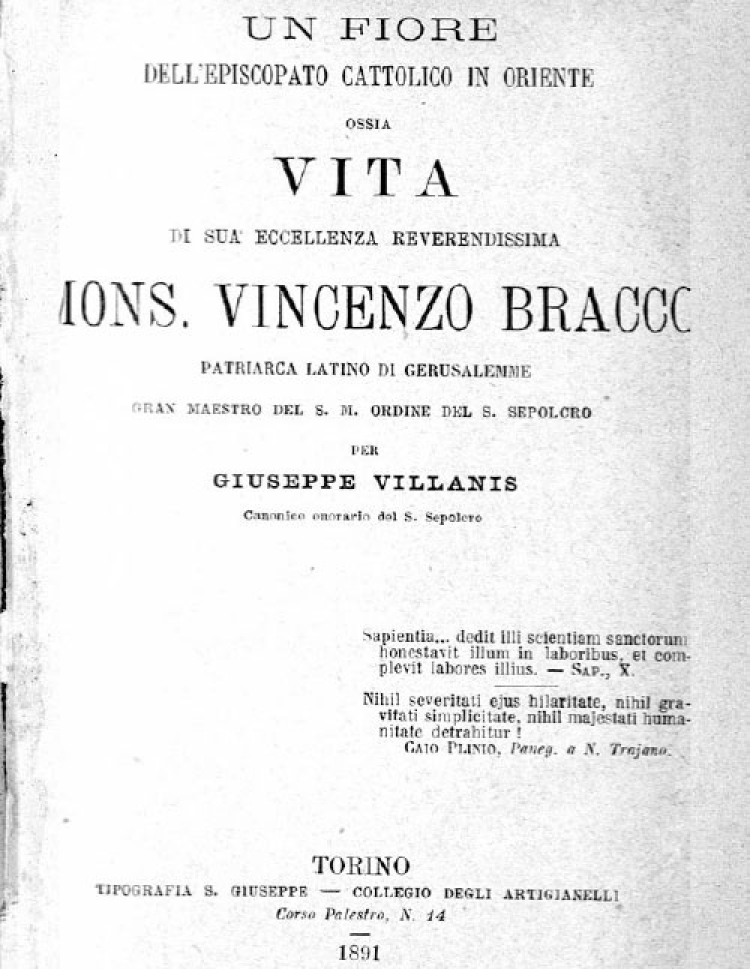 Un fiore dell'Episcopato Cattolico in Oriente, o Vita di Mons. Vincenzo Bracco (Giuseppe Villanis) 1891 [It]