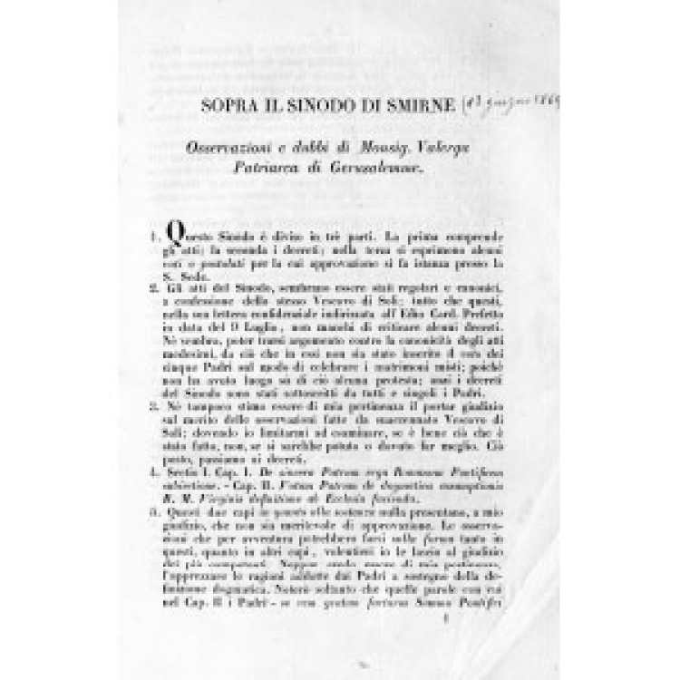 Sopra il sinodo di smirne Mgr. Valerga 1869 [It]