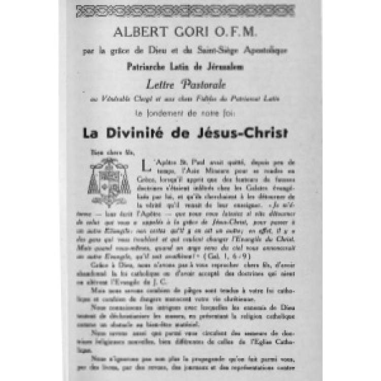 Gori - Lettre Pastorale 1959 Divinite de Jesus-Christ [Fr][It][Ar]