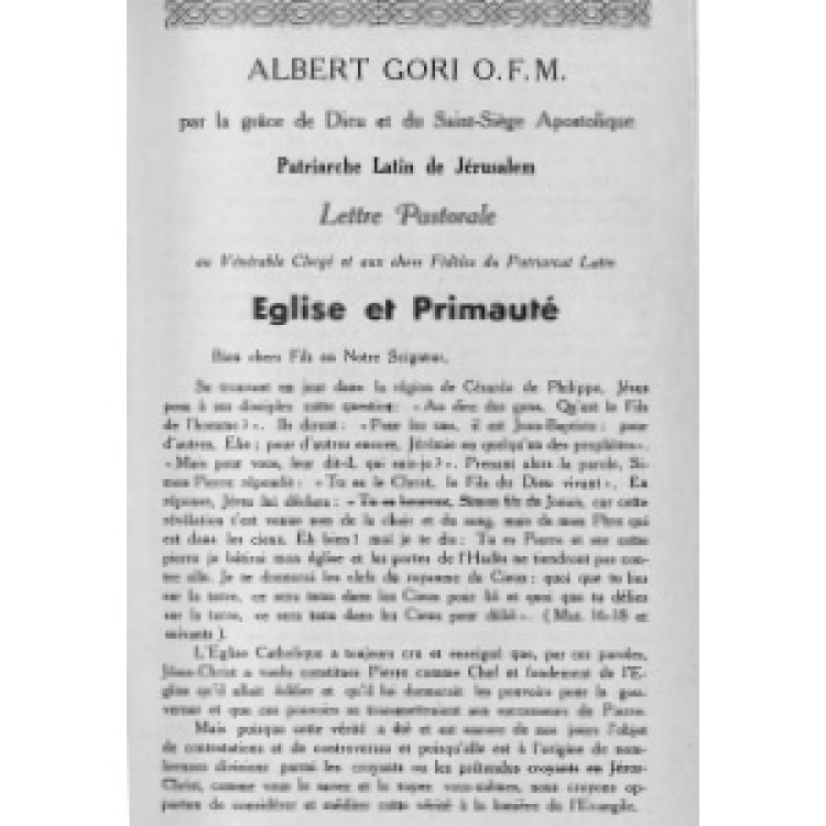Gori - Lettre Pastorale 1960 Eglise et Primaute [Fr][It][Ar]